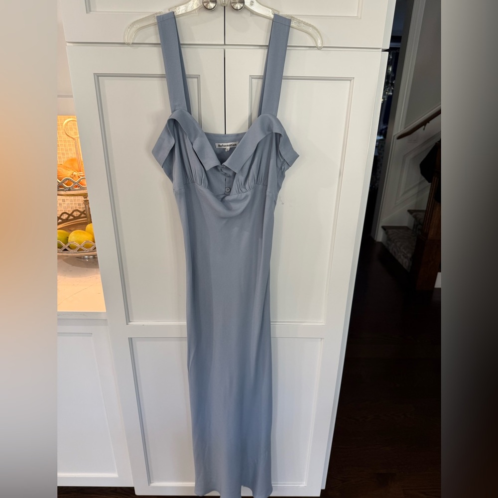 New Reformation Tancy Button Front Midi Dress In … - image 5